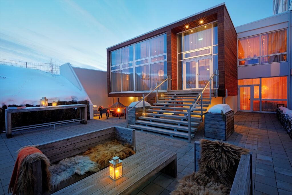 Modern house with snowy outdoor area in Berjaya Hotel Akureyri