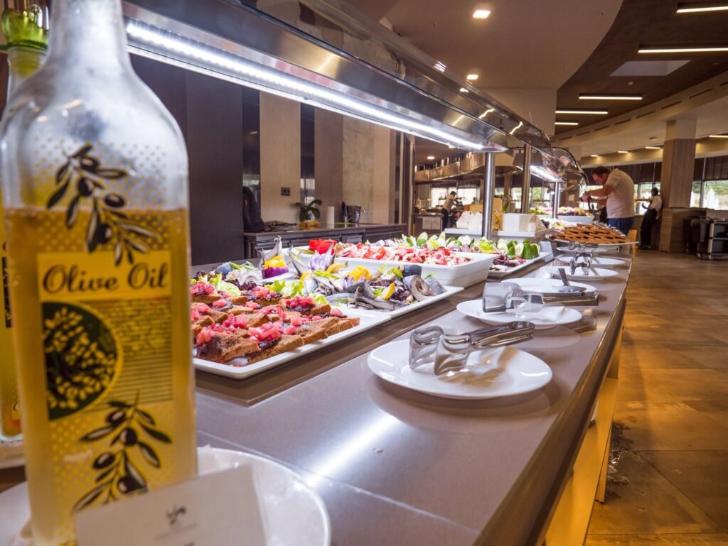 Aqua Paradise Resort Ravda buffet restaurant food selection all inclusive dining