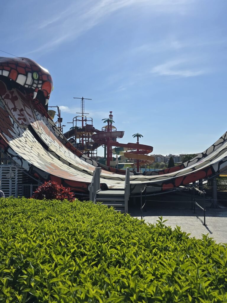 extreme U-shaped water slide Aquapark Paradise Nesebar thrill ride Bulgaria