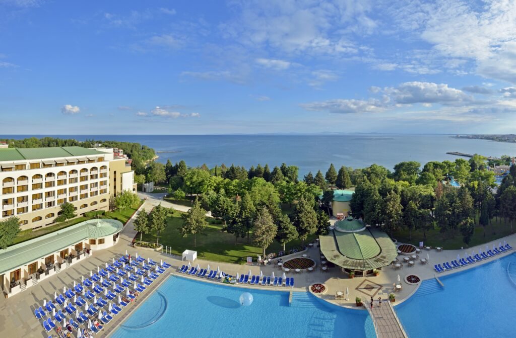 Sol Nessebar Mare beachfront hotel pool and sea view Nessebar Bulgaria