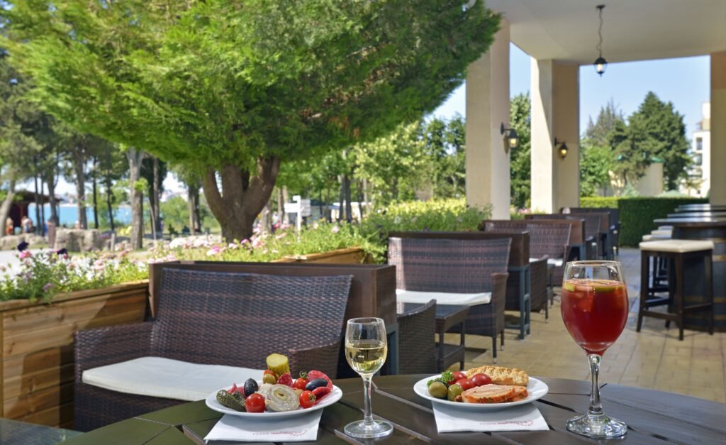 Sol Nessebar Mare outdoor restaurant terrace food and drinks Nessebar resort