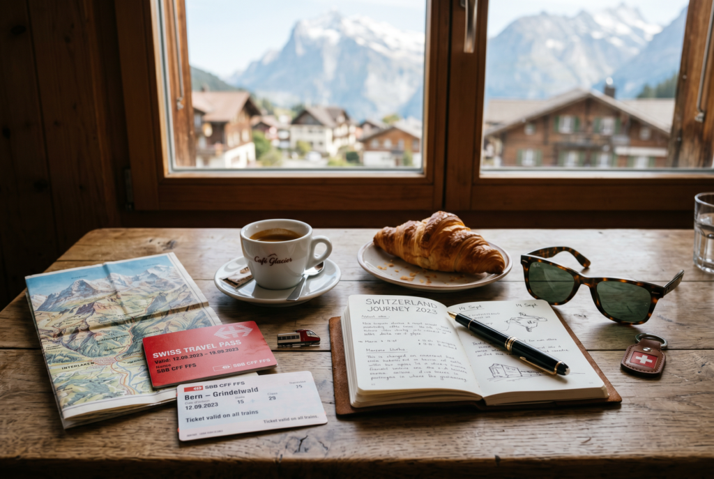 Coffee, croissant, travel plans, mountains and planing the pass opportunities