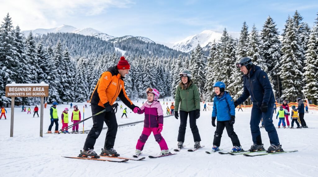 Family ski holiday in Borovets Bulgaria with beginner-friendly slopes and ski lessons