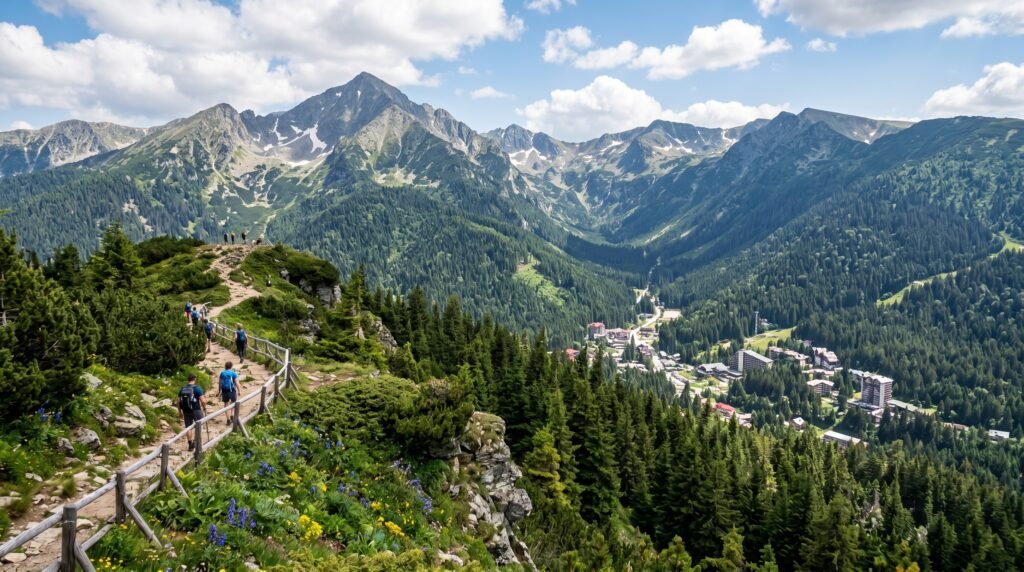 Hiking trail towards Musala peak in Rila National Park near Borovets