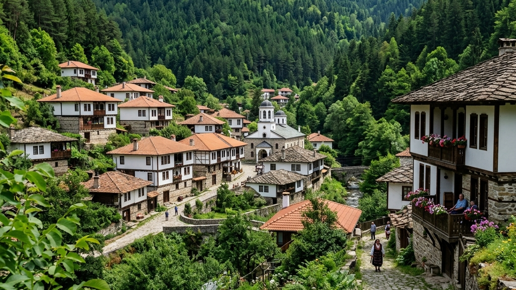 Traditional Rhodope village of Shiroka Laka near Pamporovo, Bulgaria